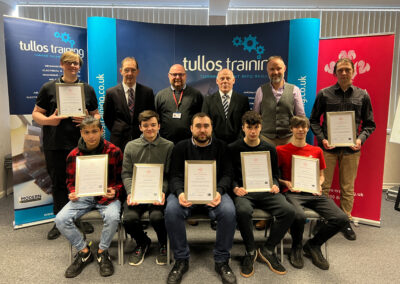 Get Into Engineering Trades young people and representatives from Prince's Trust Scotland and Tullos Training at the celebration day in December 2022